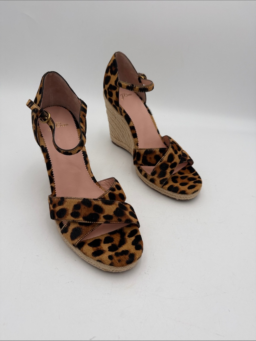 J Crew Jute wedge sandals women 11 leopard calf hair Leopard Print party y2k